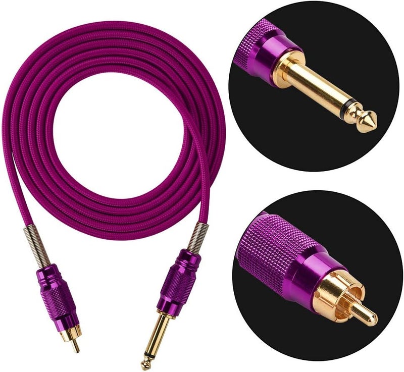 woobles 7 Colors Silicone Tattoo Cord, 1.8m Pure Copper Wire RCA Interface Conversion Wire, Silicone Tattoo Clip Cable Cord Suitable for Tattoo Pen, Rotary Tattoo Machine(purple) - Image 4